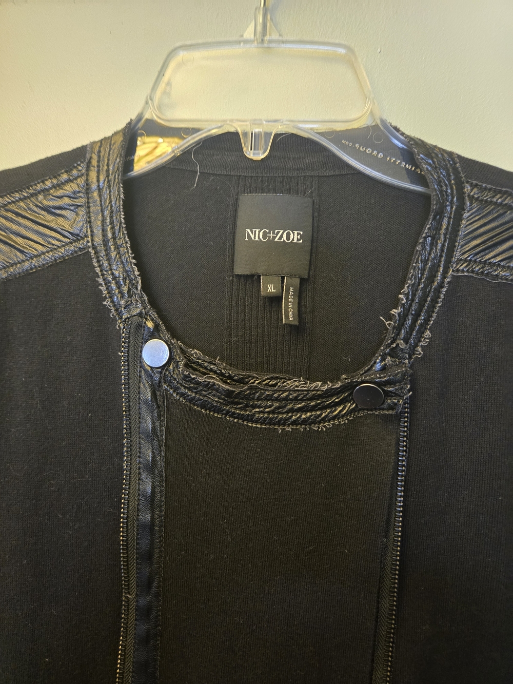 NIC+ZOE Black Collarless Snap-Front Blazer Jacket
